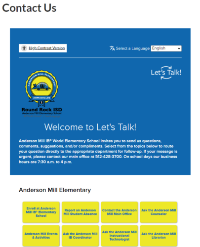 Round Rock ISD Anderson Mill Elementary School's Let's Talk!