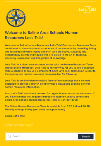 Saline Area Schools Human Resources Let's Talk! Page