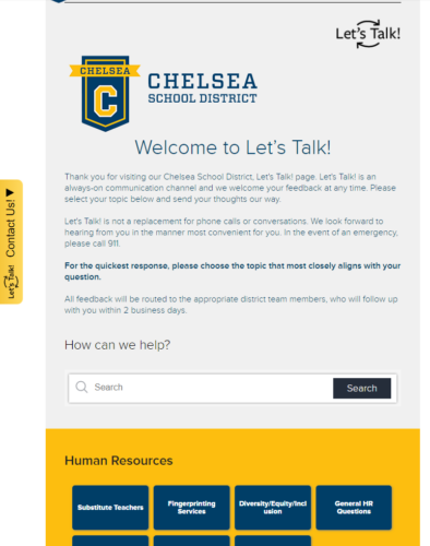 Chelsea School District's Let's Talk page