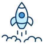 rocket ship icon in blue