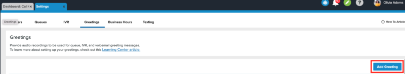 Lets Talk Call Center add greeting
