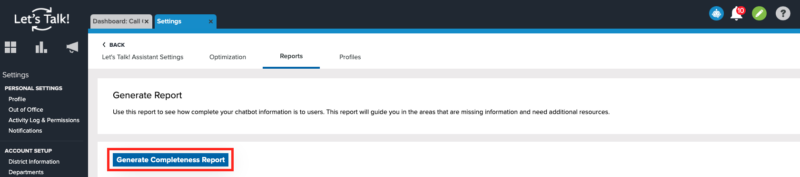 Lets Talk Assistant completeness report