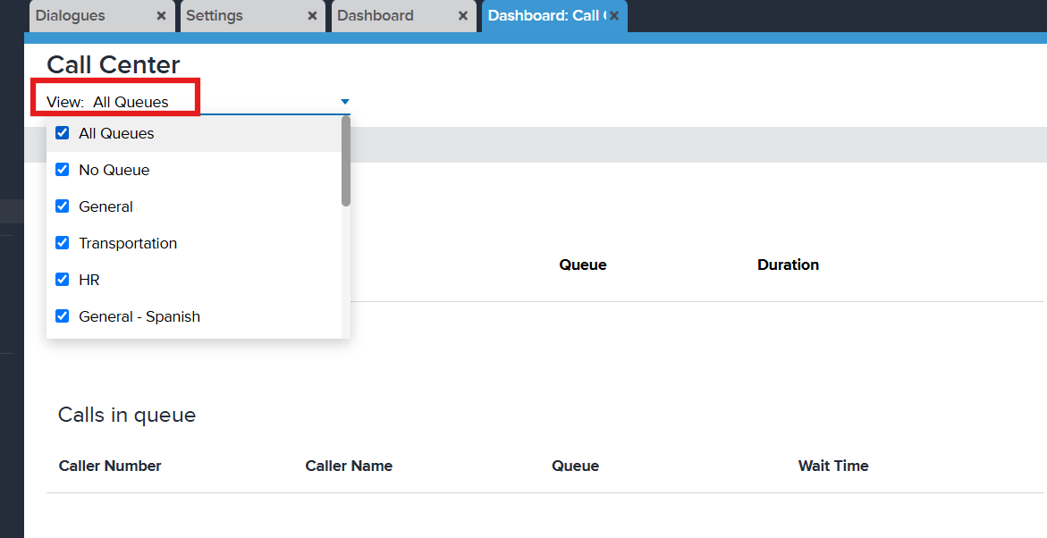 Call Center Queue Filter