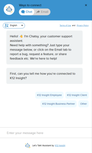 Support Chat form
