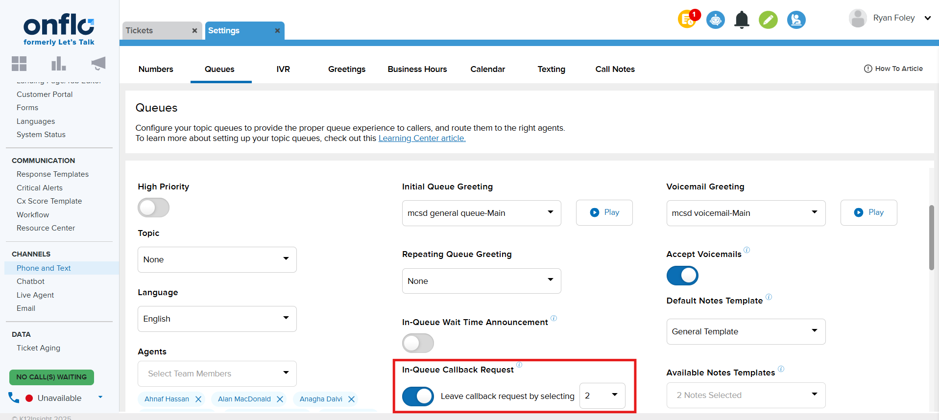 Onflo Call Center Features: Advanced Routing Settings 9 Screenshot 2025 12 09 134458